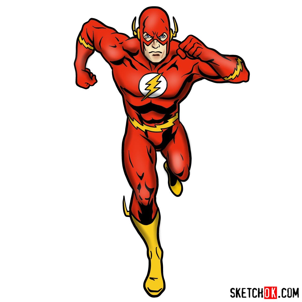 How to draw Flash (Barry Allen) - Sketchok easy drawing guides