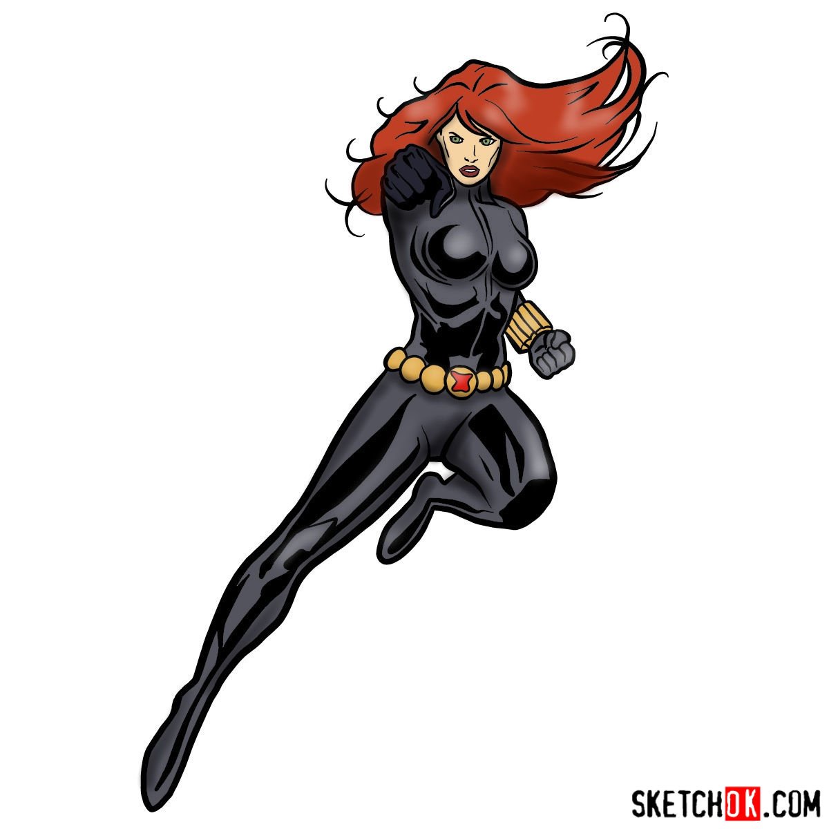 black widow superhero drawing