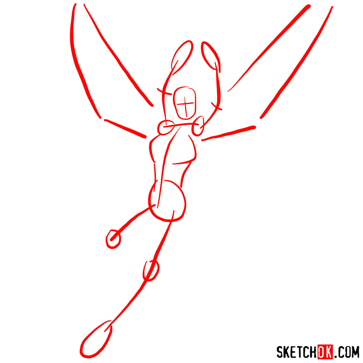 How to draw Wasp, Janet van Dyne from Marvel Comics - step 01