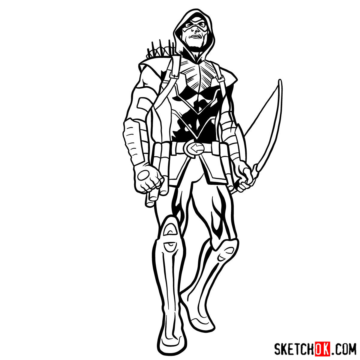 Learn How to Draw Green Arrow Sketch Oliver Queen in 18 Steps