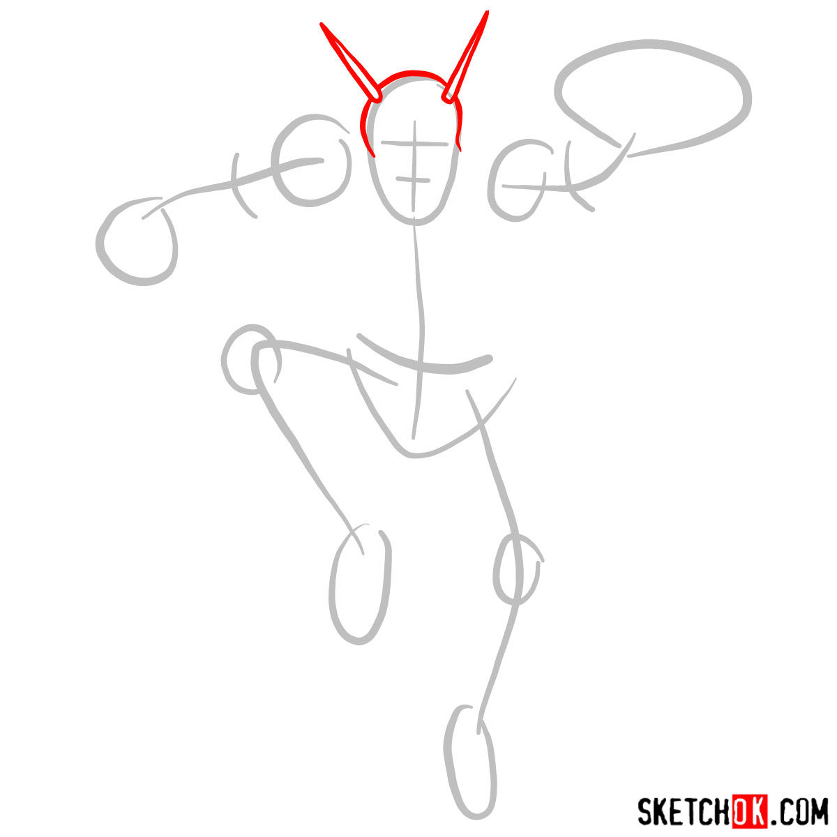 How to draw Ant-Man (Henry Pym) - step 02