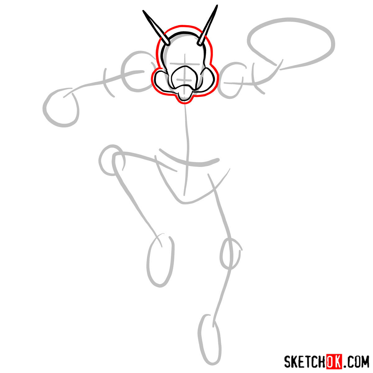 How to draw Ant-Man (Henry Pym) - step 04