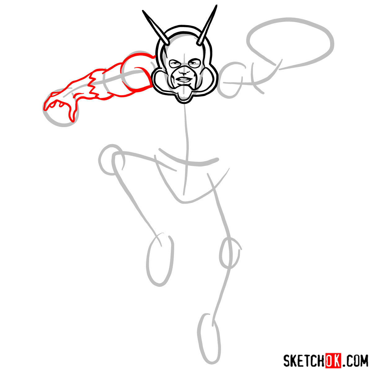How to draw Ant-Man (Henry Pym) - step 06