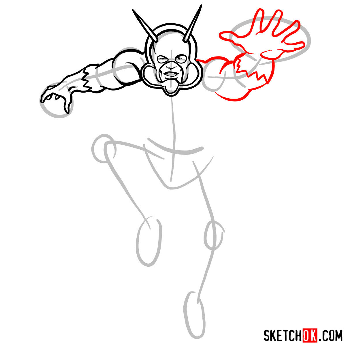 How to draw Ant-Man (Henry Pym) - step 07