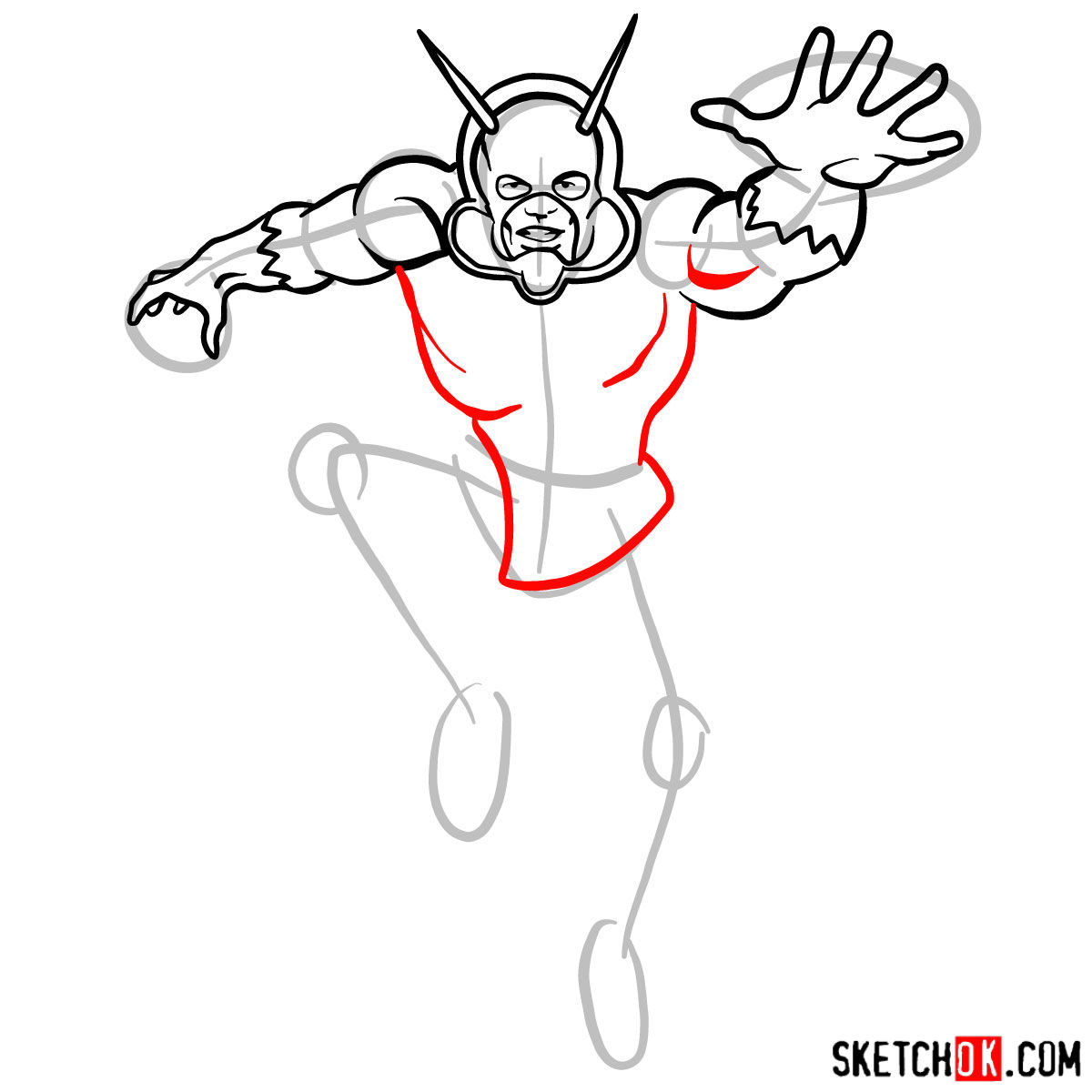 How to draw Ant-Man (Henry Pym) - step 08
