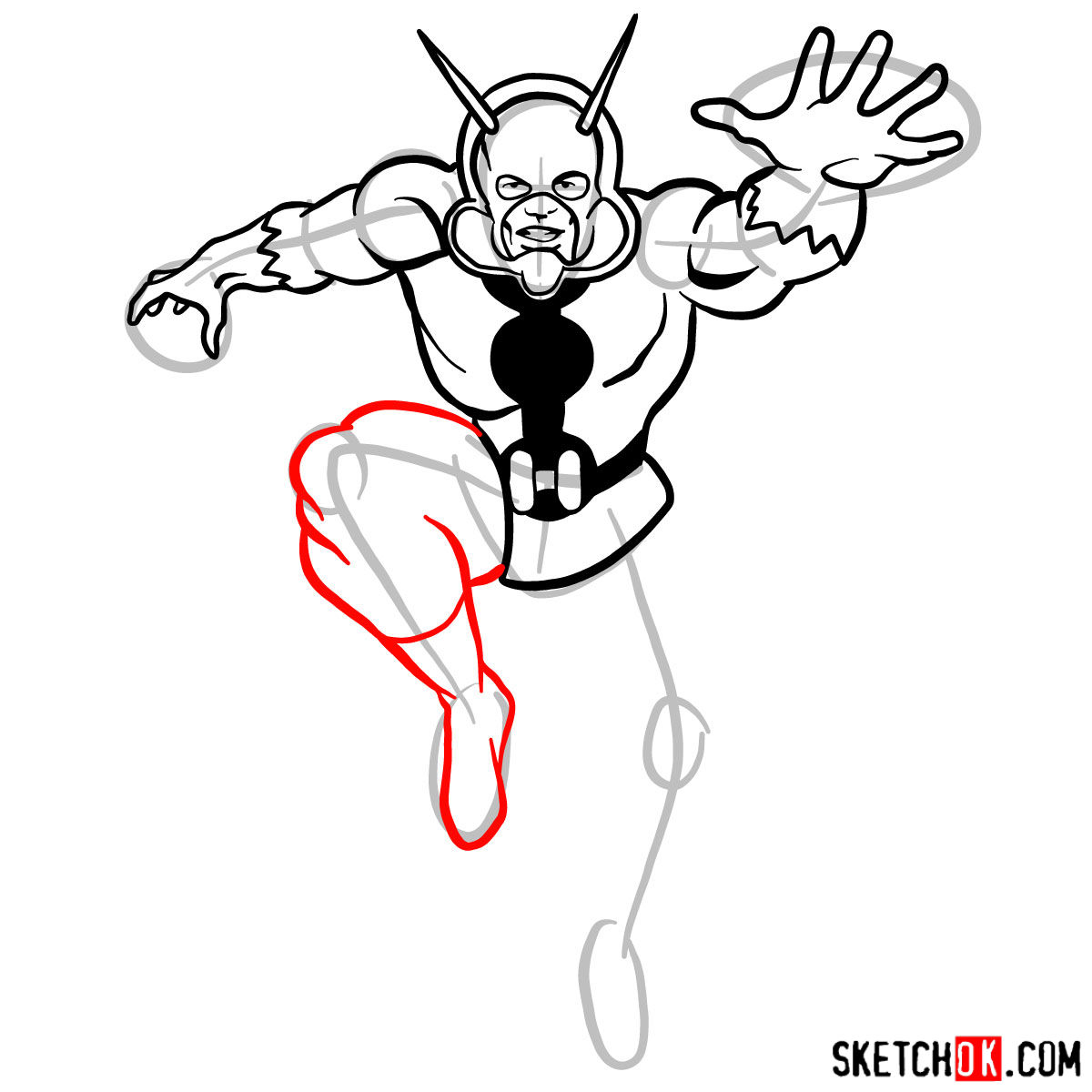 How to draw Ant-Man (Henry Pym) - step 10