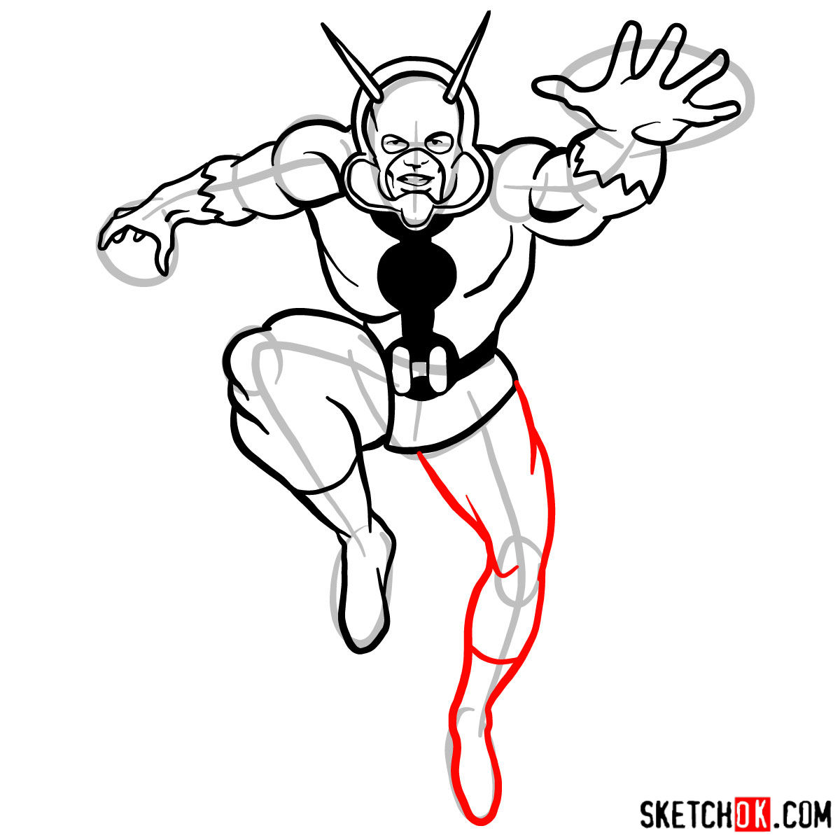 How to draw Ant-Man (Henry Pym) - step 11