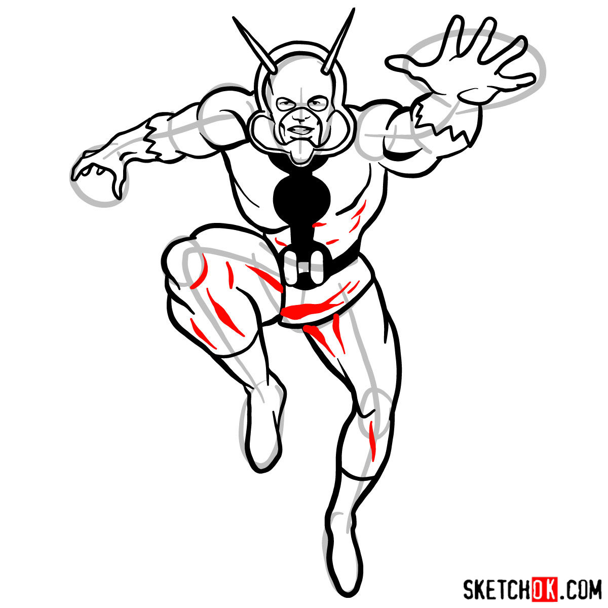 How to draw Ant-Man (Henry Pym) - step 12