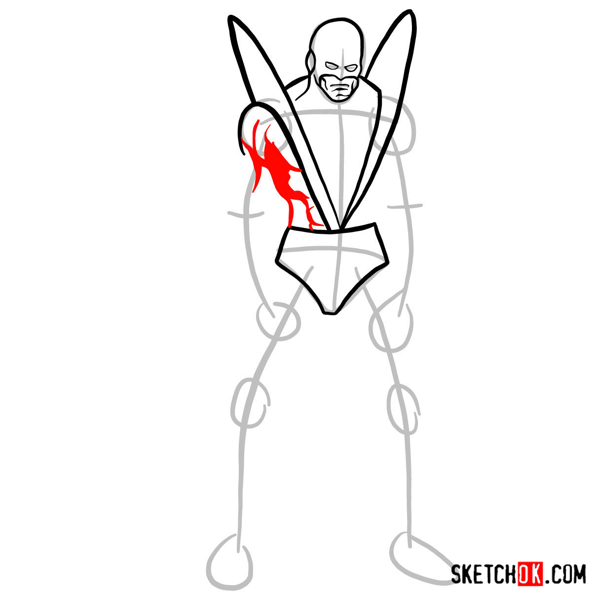 How to draw Yellowjacket (Henry Pym) from Marvel - step 06