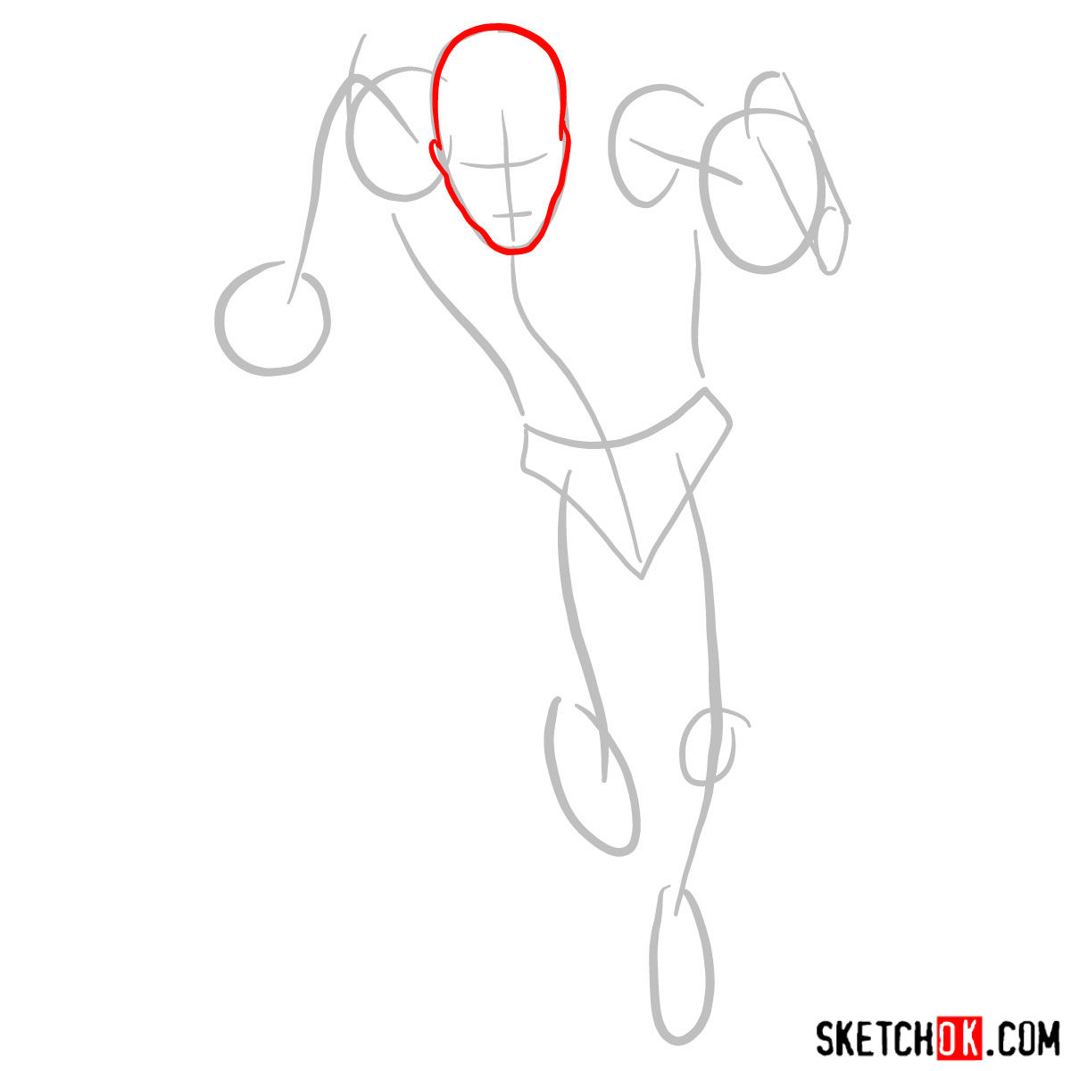 How to draw The Phantom superhero - step 02