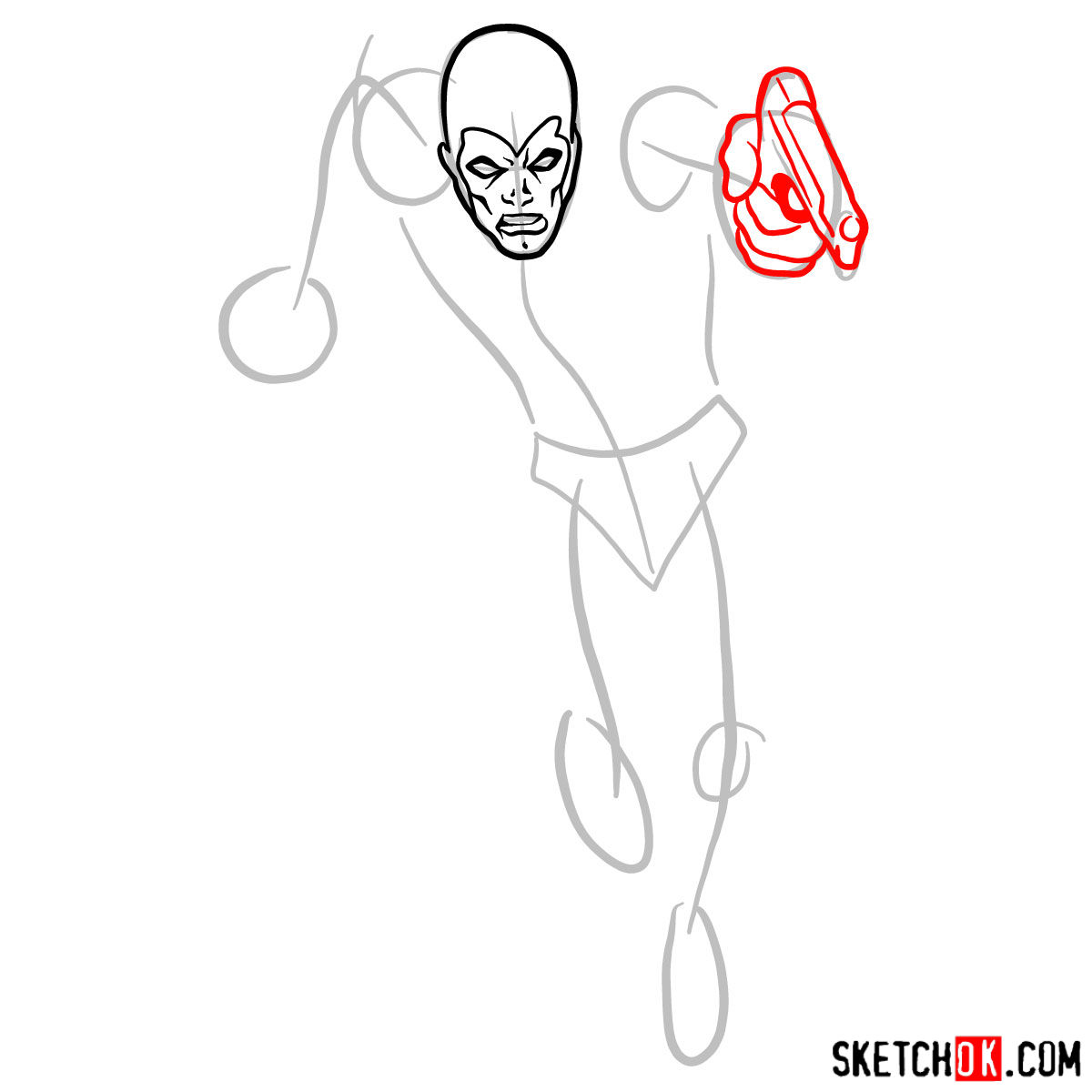 How to draw The Phantom superhero - step 04