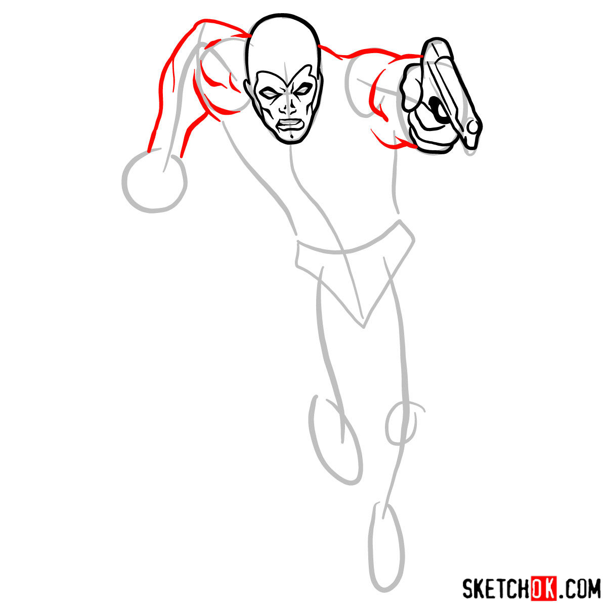 How to draw The Phantom superhero - step 05