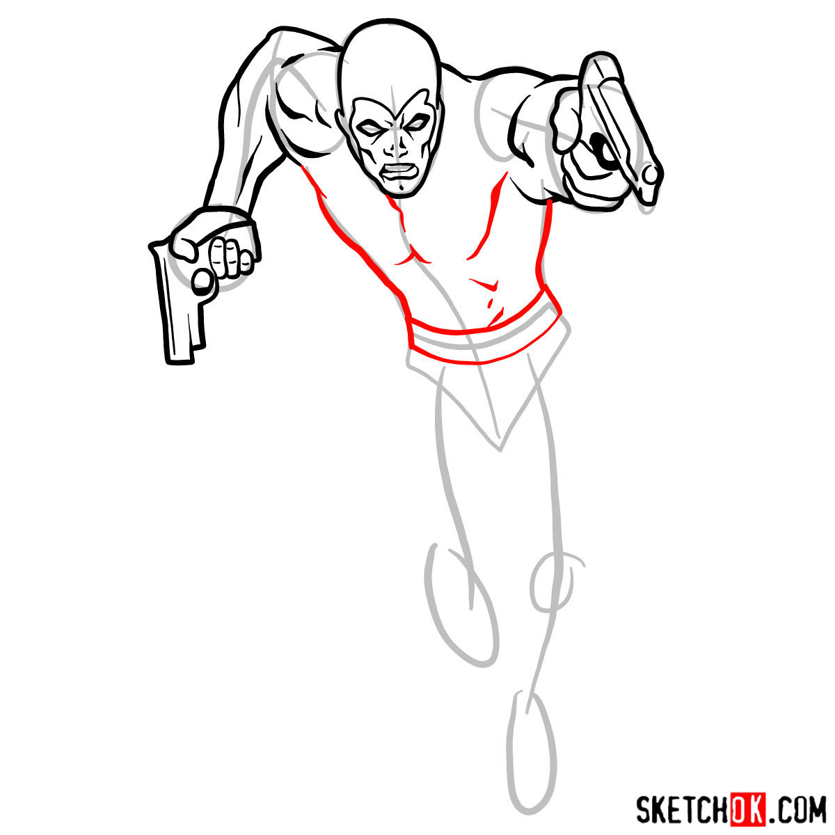 How to draw The Phantom superhero - step 07