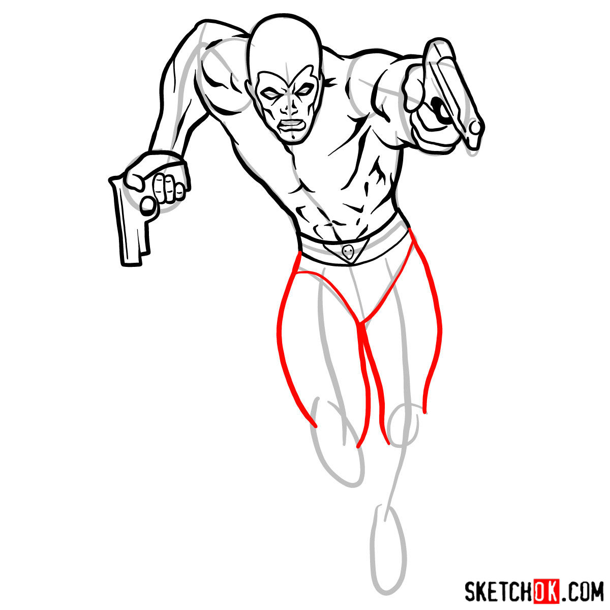 How to draw The Phantom superhero - step 09