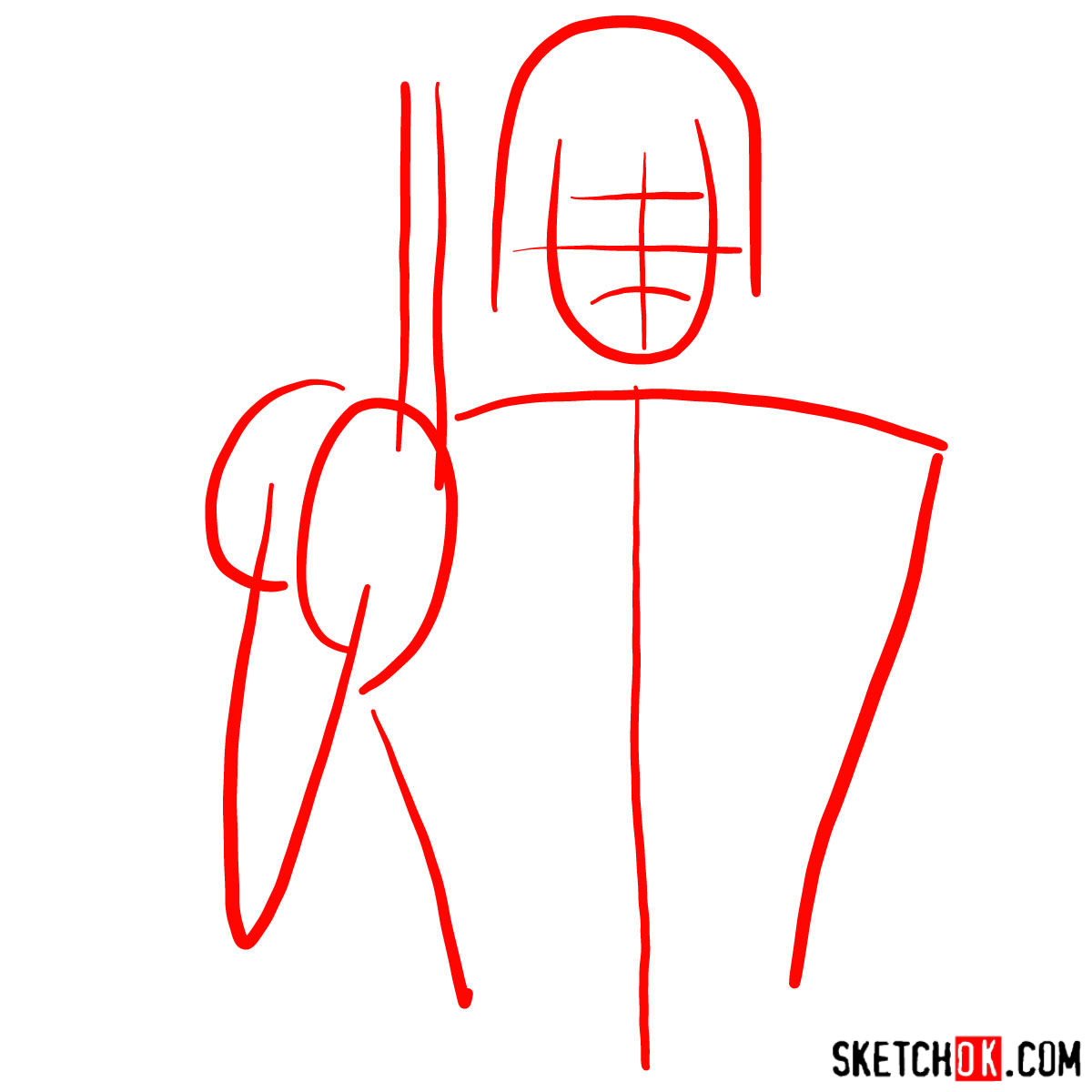 How to draw Judge Dredd to the waist - step 01