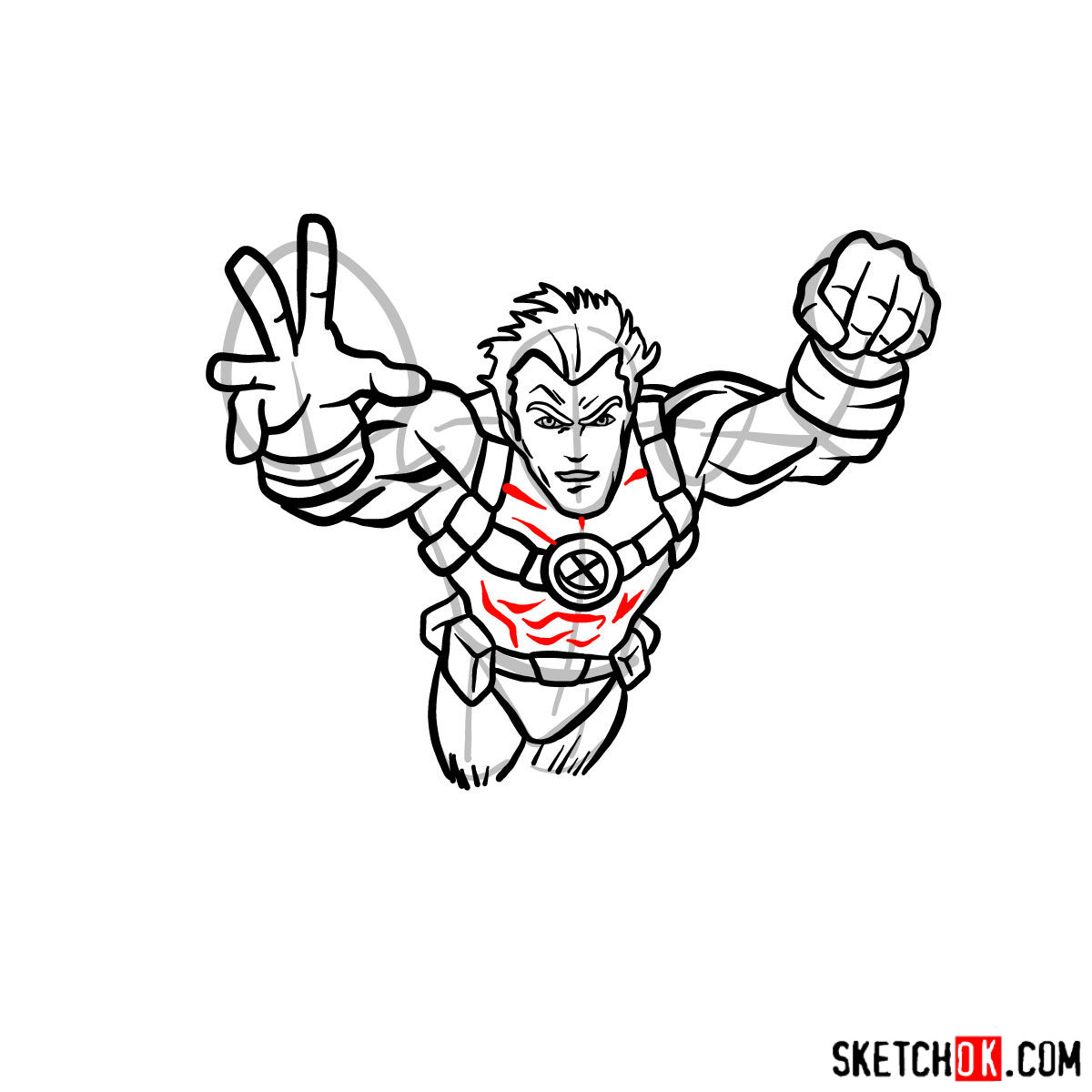 How to draw Cannonball, a mutant from X-Men series - step 10