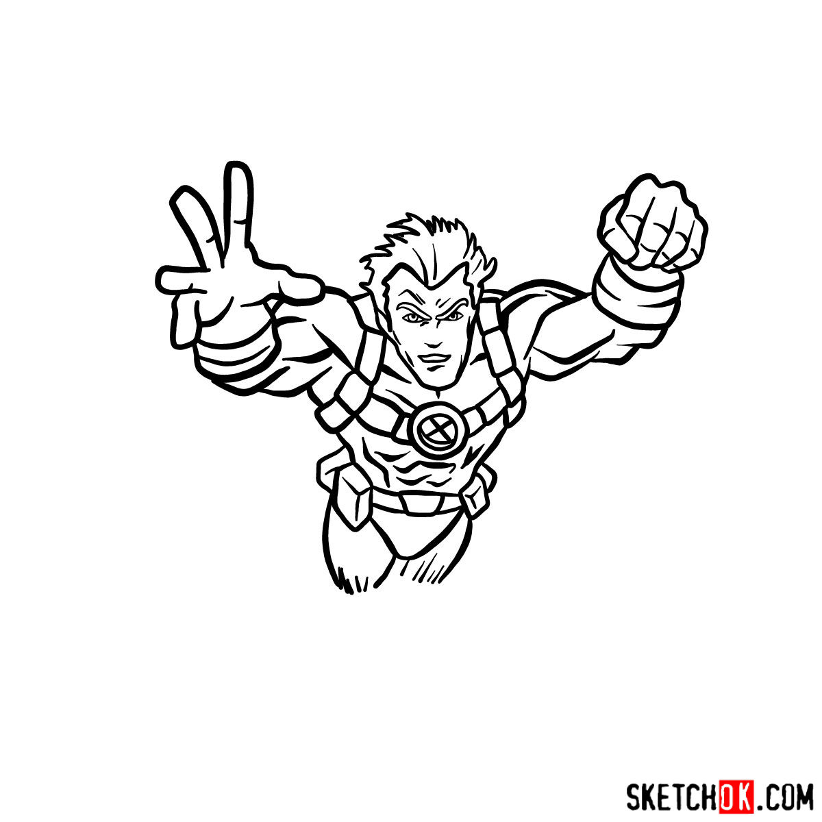 How to draw Cannonball, a mutant from X-Men series - step 11