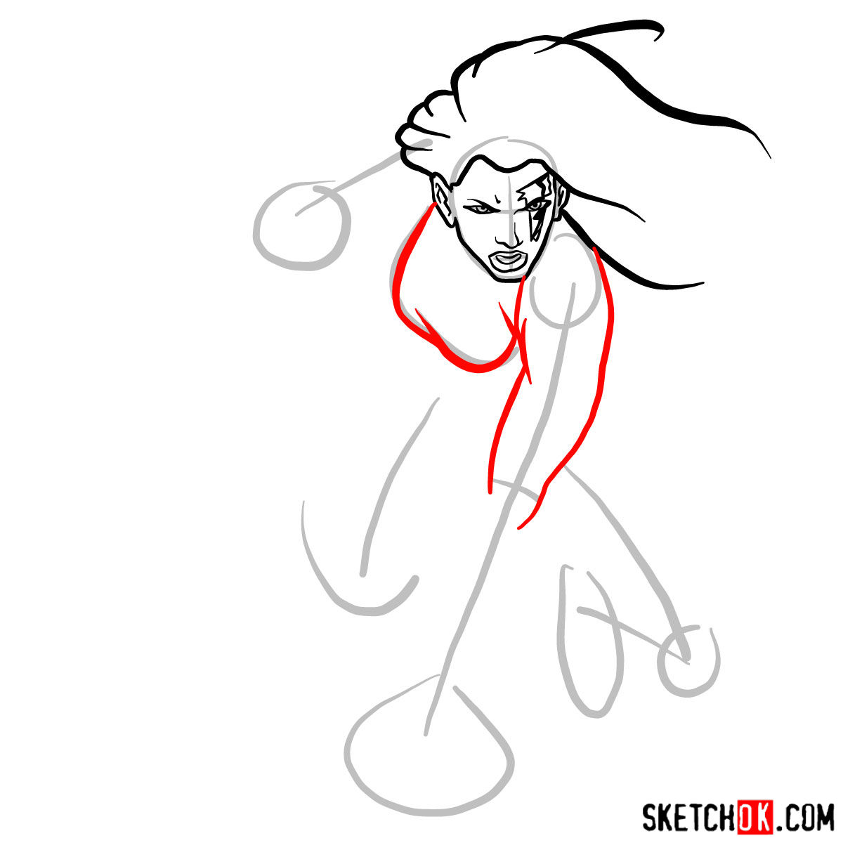 How to draw Psylocke from X-Men - step 05