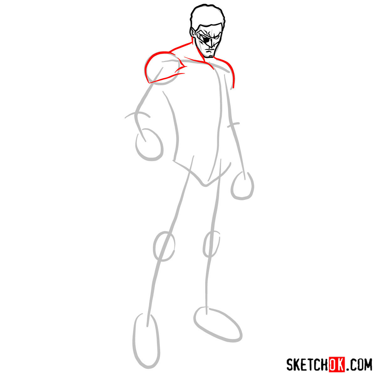 How to draw Hal Jordan as Green Lantern - step 04