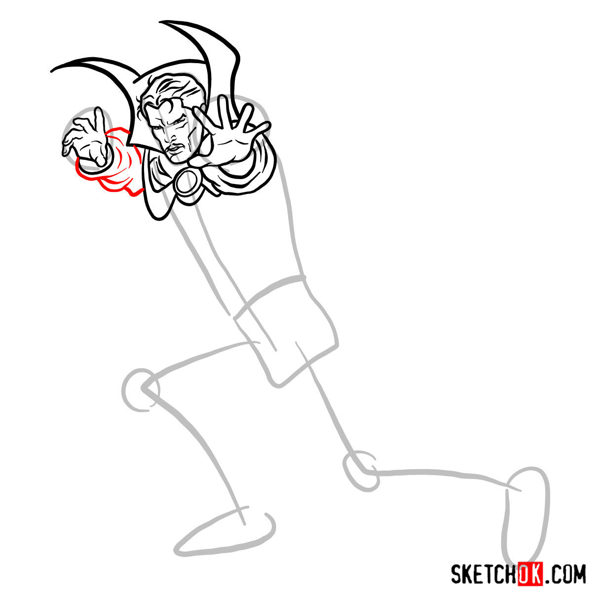 How to draw Doctor Strange - step 09