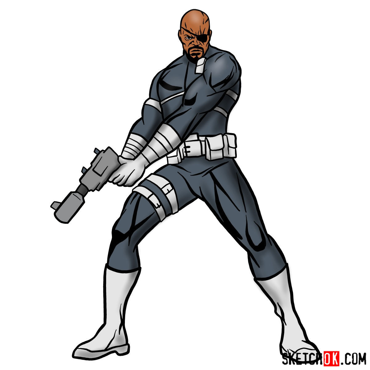 How to draw Nick Fury from the Avengers