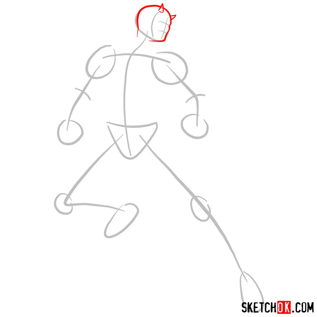 How to draw Daredevil from Marvel - step 02