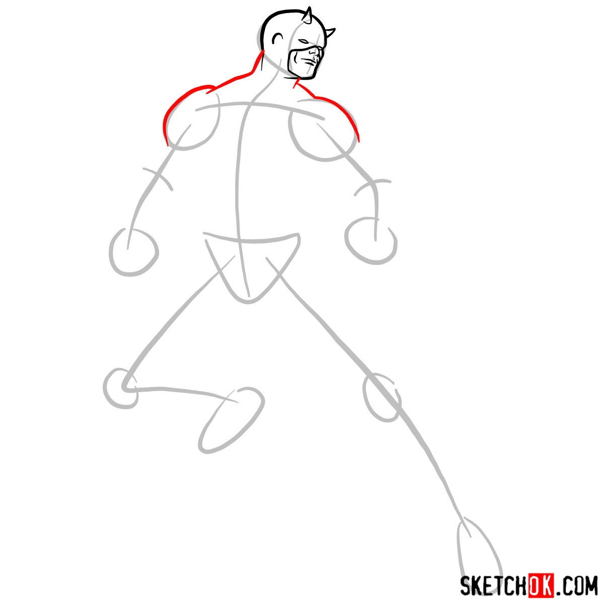 How to draw Daredevil from Marvel - step 04