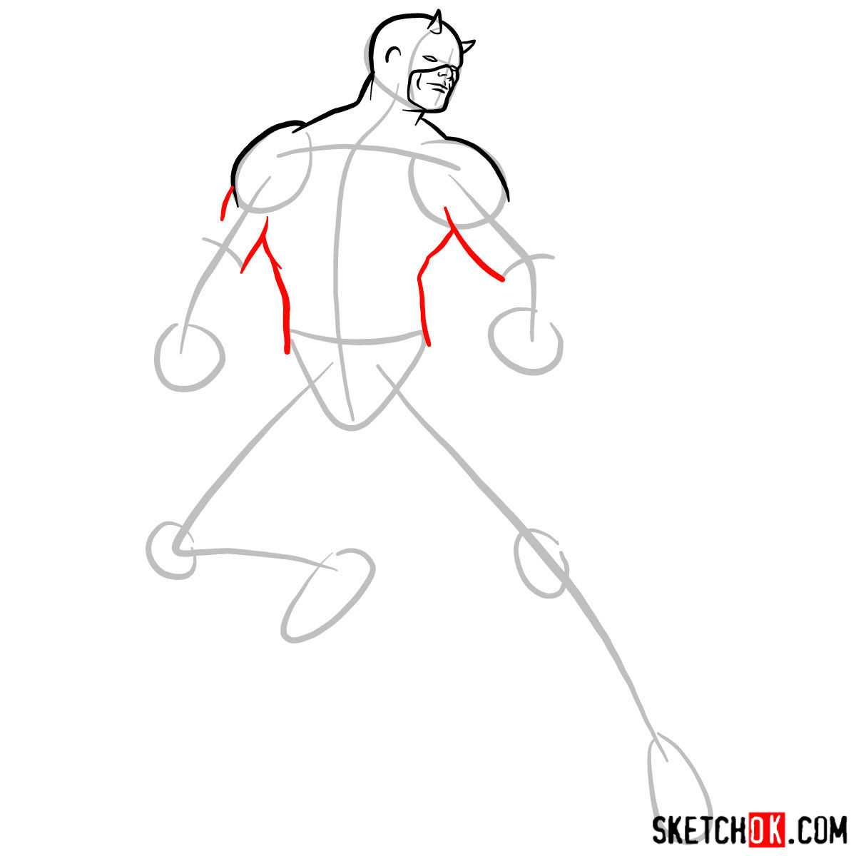 How to draw Daredevil from Marvel - step 05