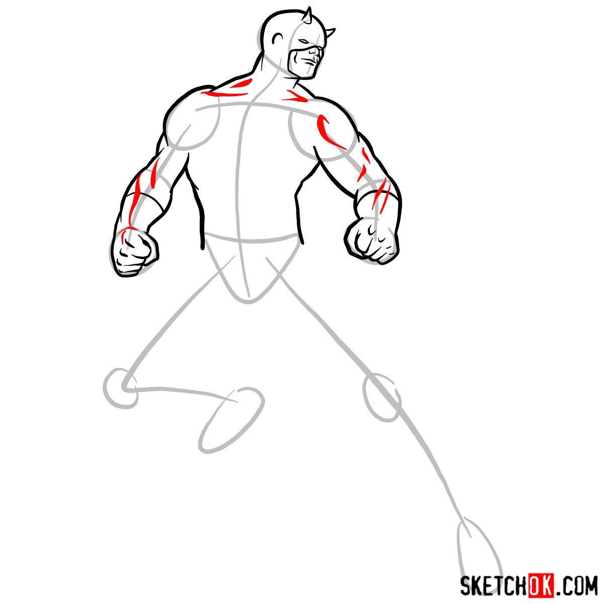 How to draw Daredevil from Marvel - step 08