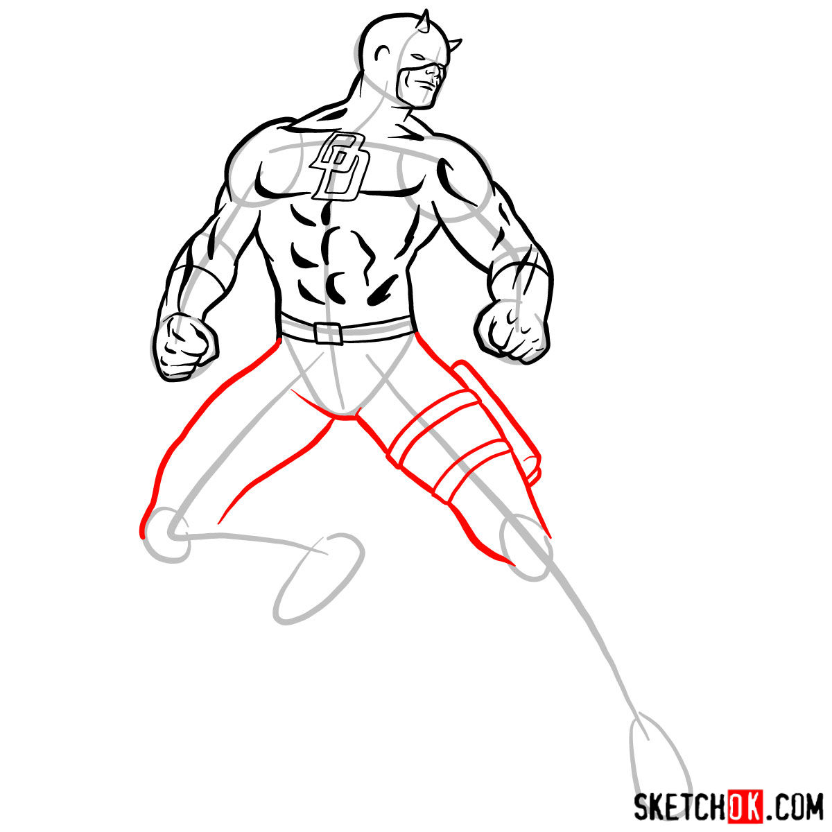 How to draw Daredevil from Marvel - step 10