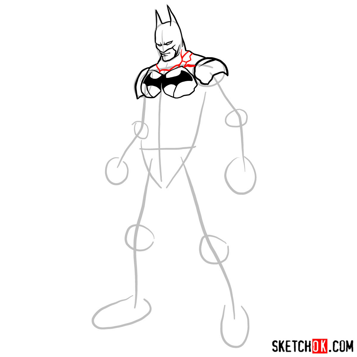 How to draw Batman the Dark Knight - step 06