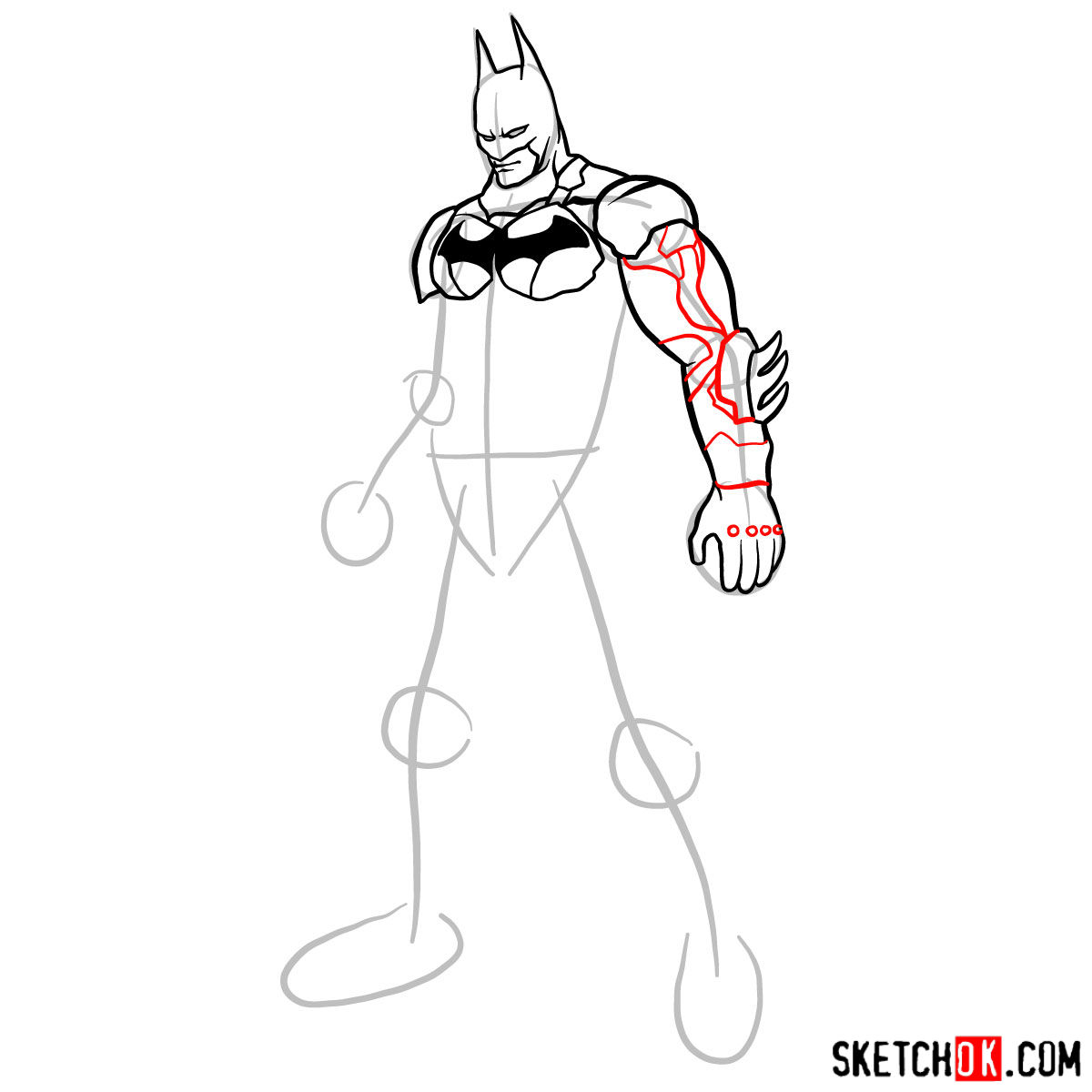 How to draw Batman the Dark Knight - step 08