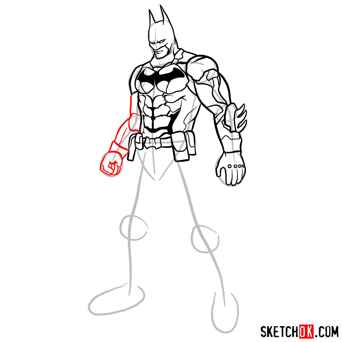 How to draw Batman the Dark Knight - step 11