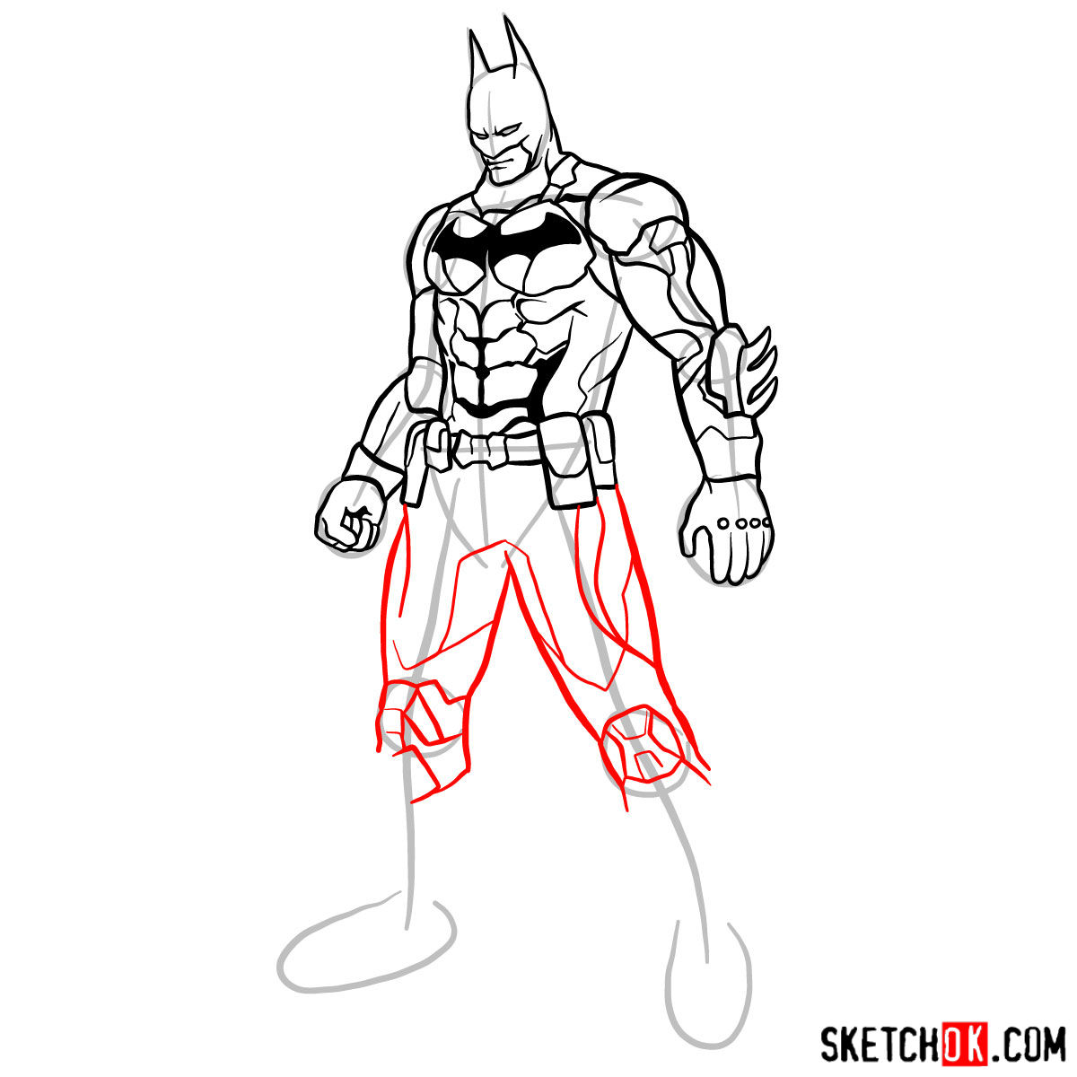 How to draw Batman the Dark Knight - step 12