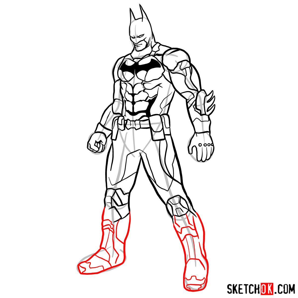How to draw Batman the Dark Knight - step 13