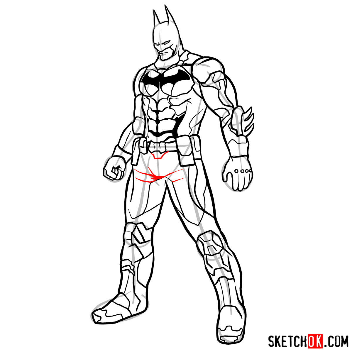 How to draw Batman the Dark Knight - step 14