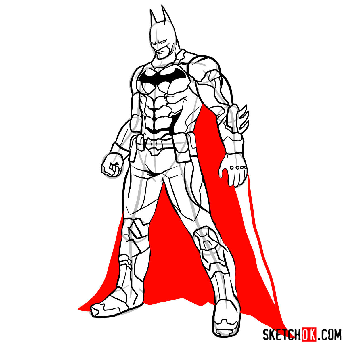 How to draw Batman the Dark Knight - step 15