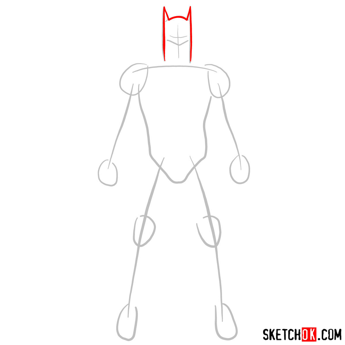 How to draw Batman in classic suit - step 02