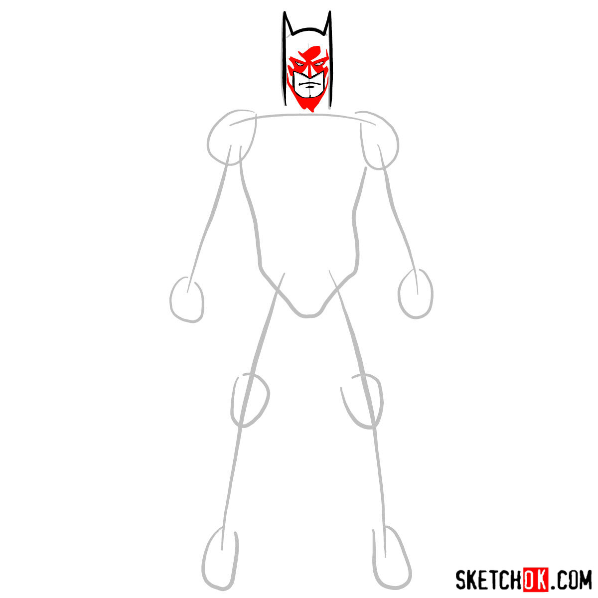 How to draw Batman in classic suit - step 04