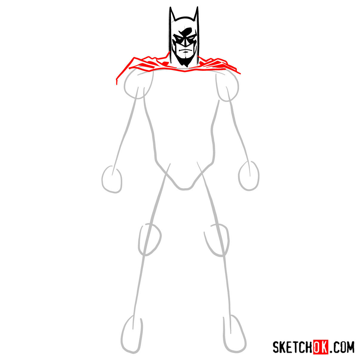 How to draw Batman in classic suit - step 05