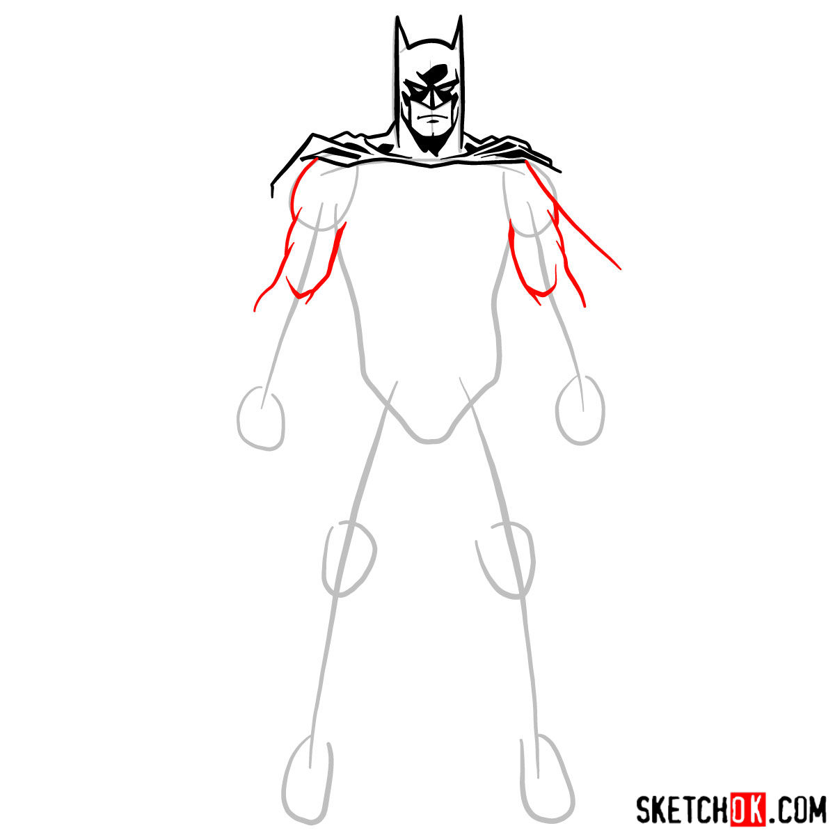 How to draw Batman in classic suit - step 06