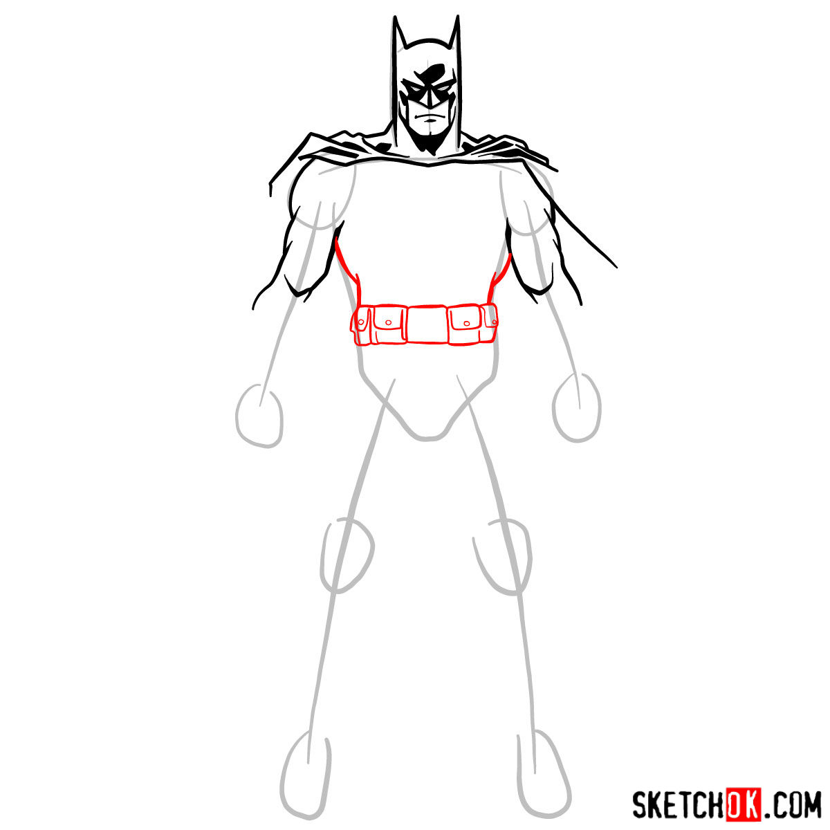 How to draw Batman in a classic suit - Sketchok easy drawing guides