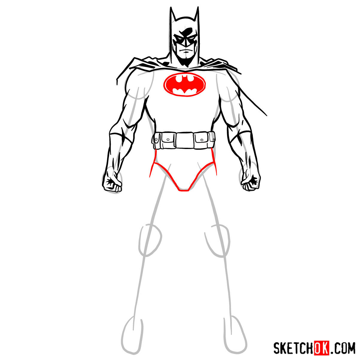 How to draw Batman in classic suit - step 10