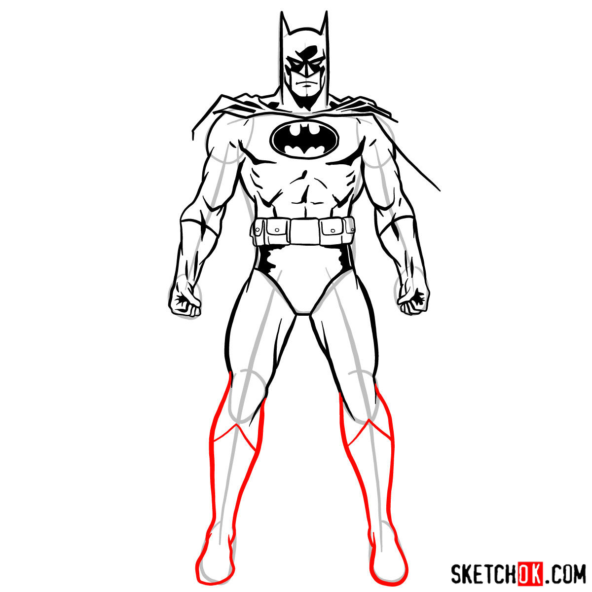 How to draw Batman in classic suit - step 13