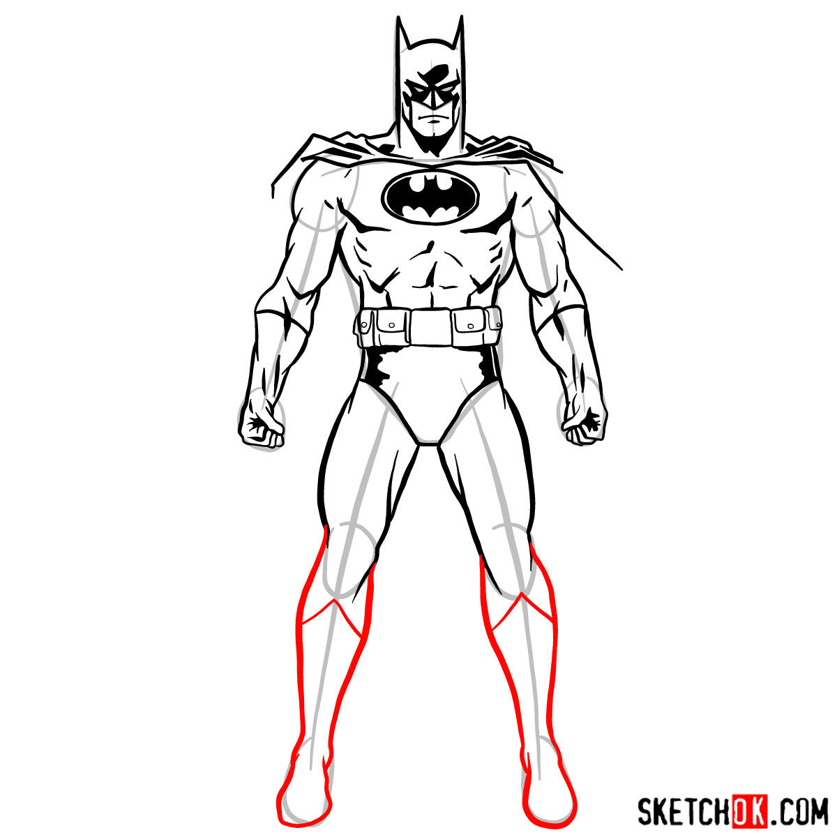 How to draw Batman in a classic suit - Sketchok easy drawing guides