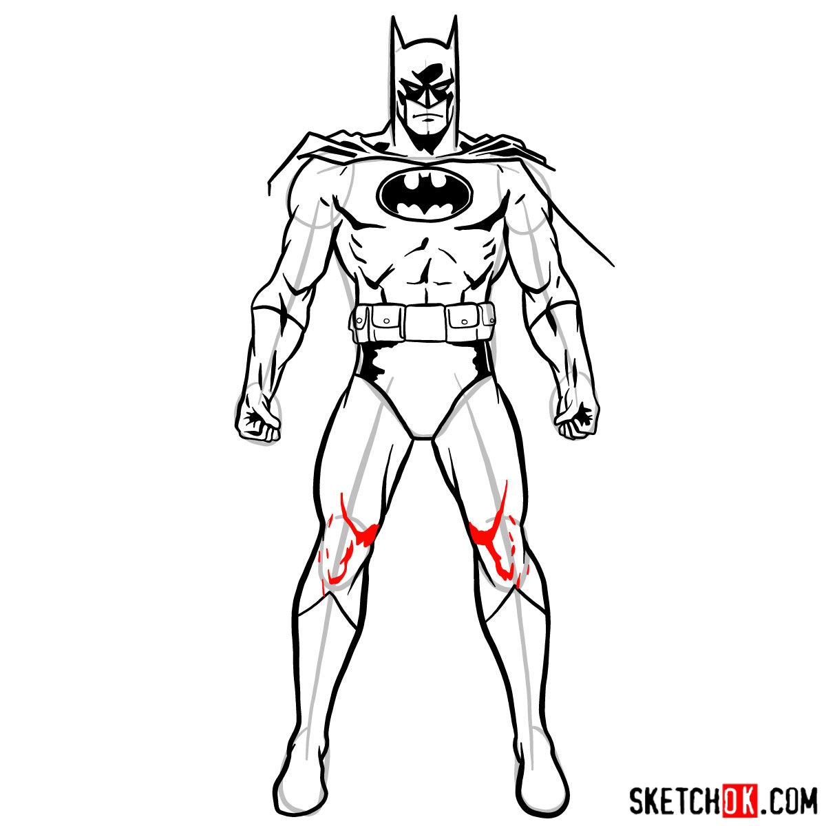 How to draw Batman in classic suit - step 14