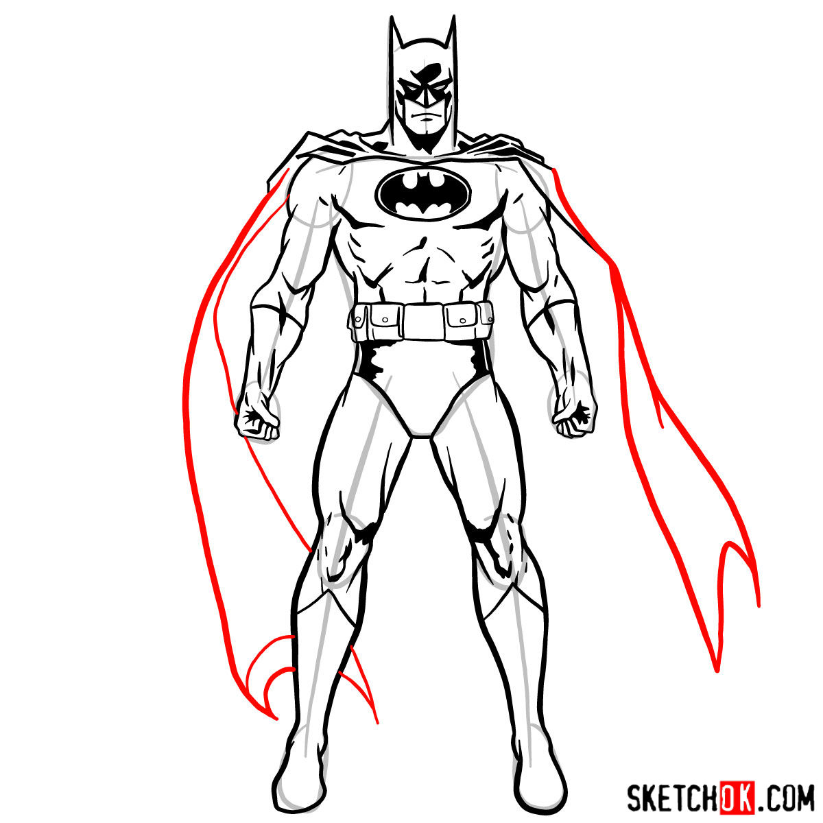How to draw Batman in classic suit - step 15