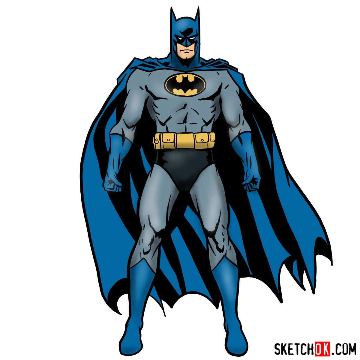 How to draw Batman in a classic suit - Sketchok easy drawing guides