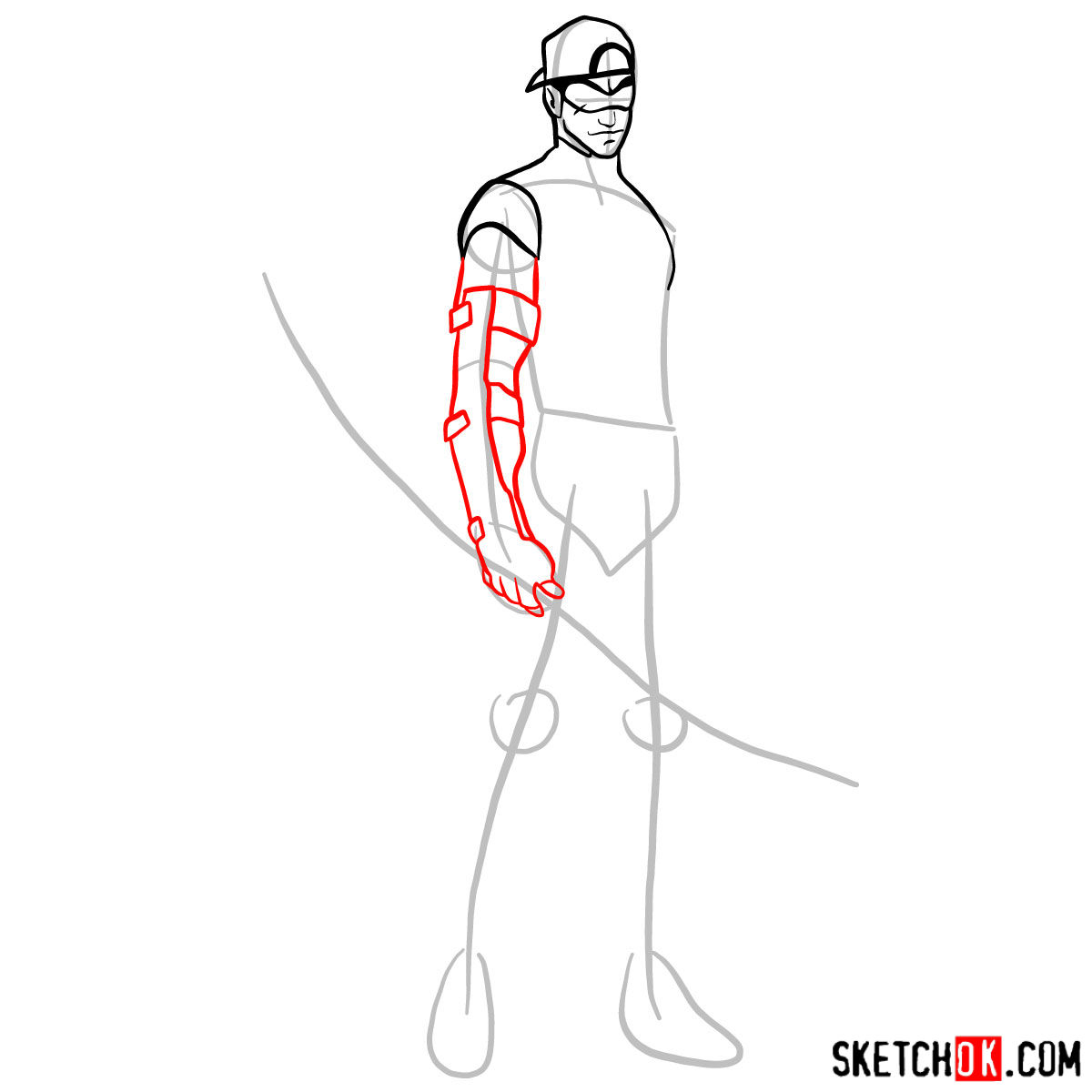 How to draw Arsenal (Roy Harper) DC - step 06