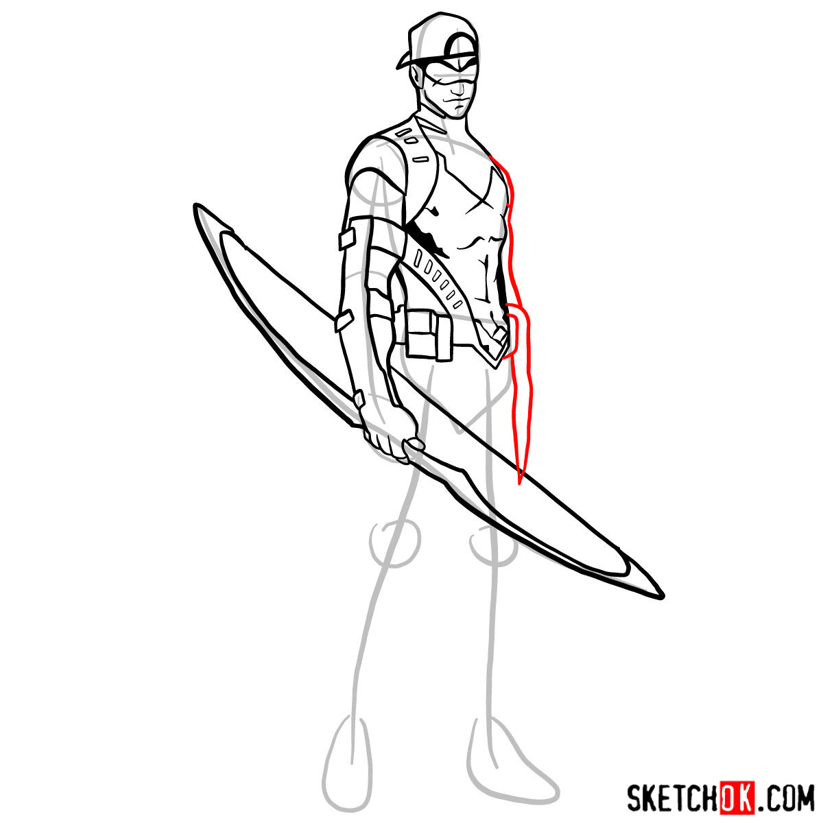 How to draw Arsenal (Roy Harper) DC - step 11